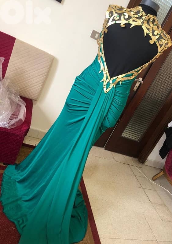 Green an gold dress 1