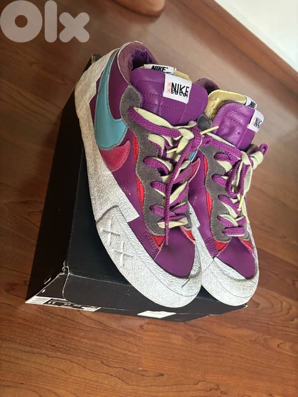 nike kaws sacai blazers purple dusk 3