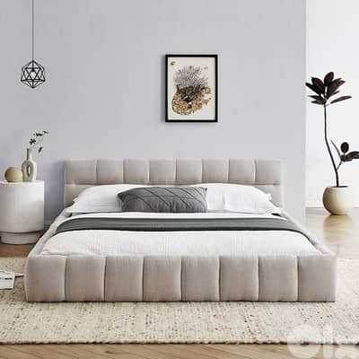 KEIKI Queen Thick Chenille Bed Frame