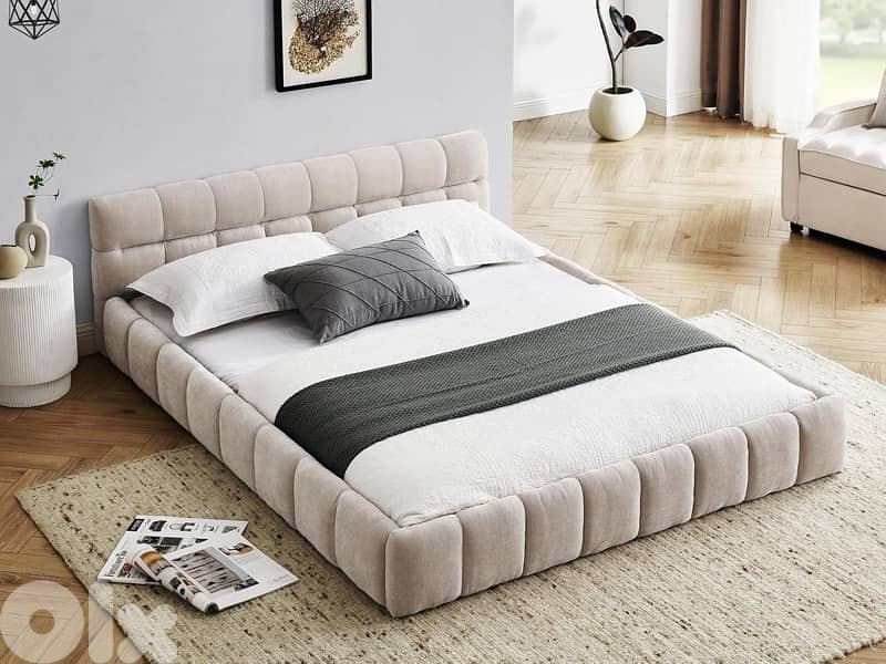 KEIKI Queen Thick Chenille Bed Frame 1