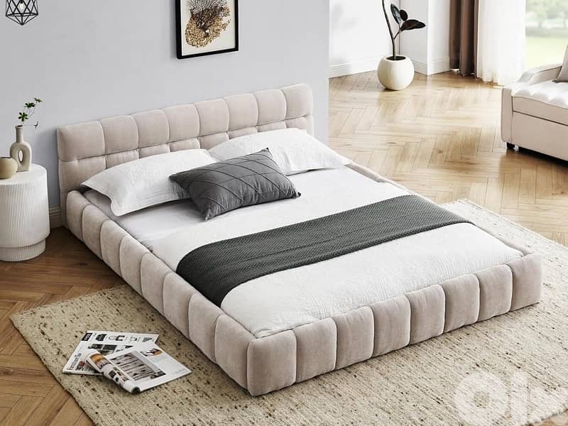 KEIKI Queen Thick Chenille Bed Frame 2