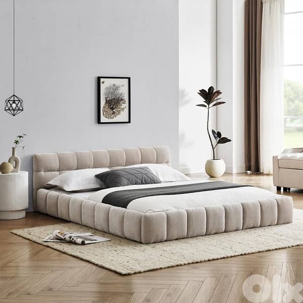 KEIKI Queen Thick Chenille Bed Frame 3