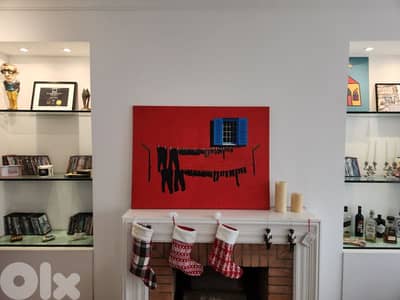 red wall, 150 cm x 90 cm handmade painting