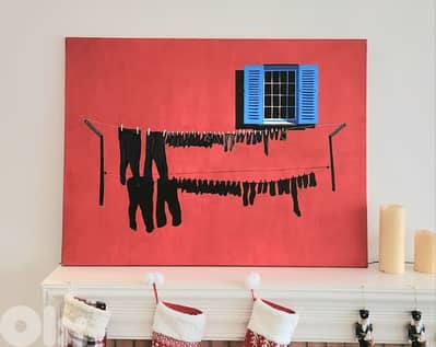 red wall, 150 cm x 90 cm handmade painting