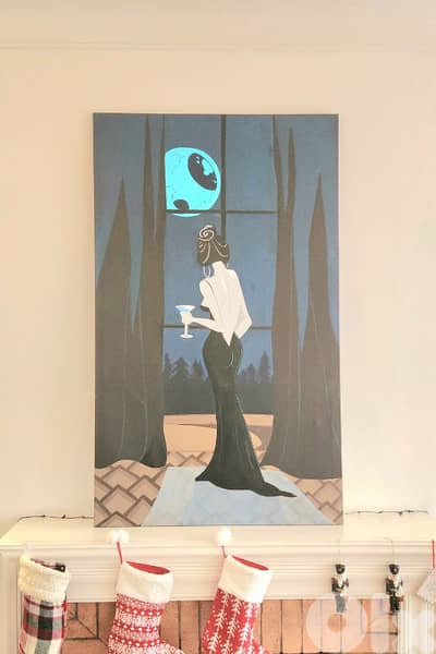 lady of the house, 2 meters x 1 handmade painting