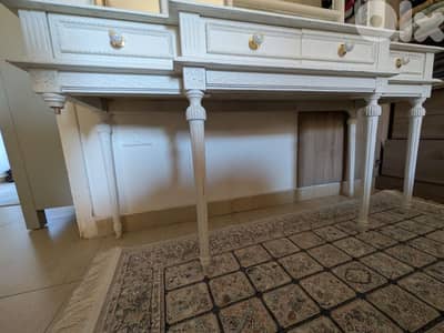 Modern Vintage White Vanity Table with Drawers