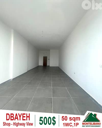 50 sqm Shop in New Building For Rent in Dbayeh (ضبية)with Highway View