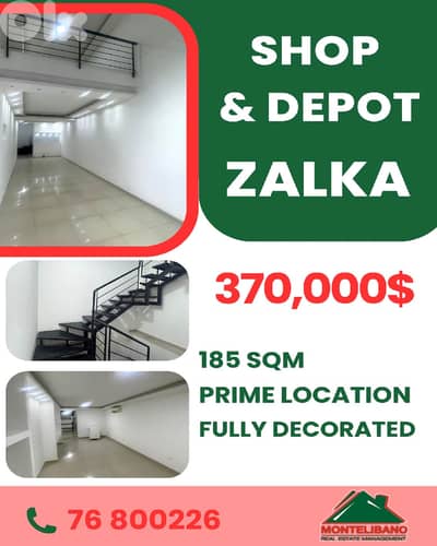 Prime Location 185 sqm Shop & Depot For Sale in Zalka (زلقا)