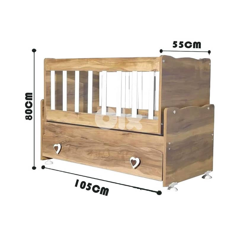Wooden Baby Bed With Dresser - سرير طفل خشبي مع درج 2