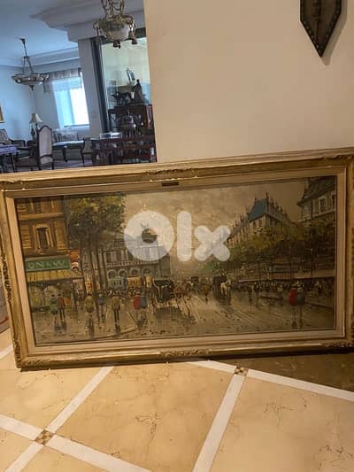 للبيع لوحة زيتية قديمة رسم يدوي عمرها فوق 70 سنة 350$ 70770200