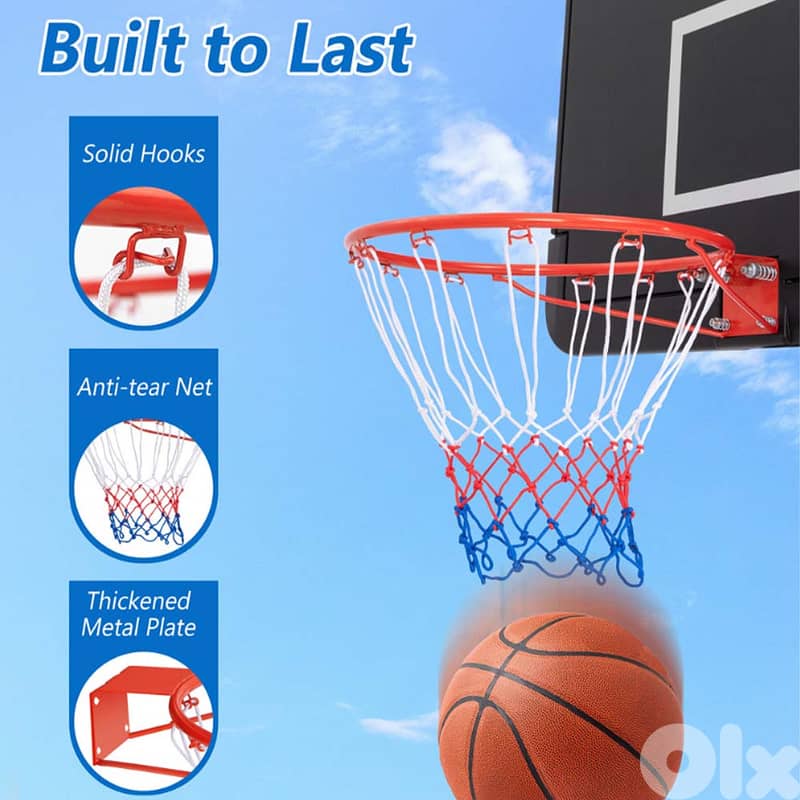 Steel Basketball Ring with Pole 45 cm Diameter - حلقة سلة حديدية 1