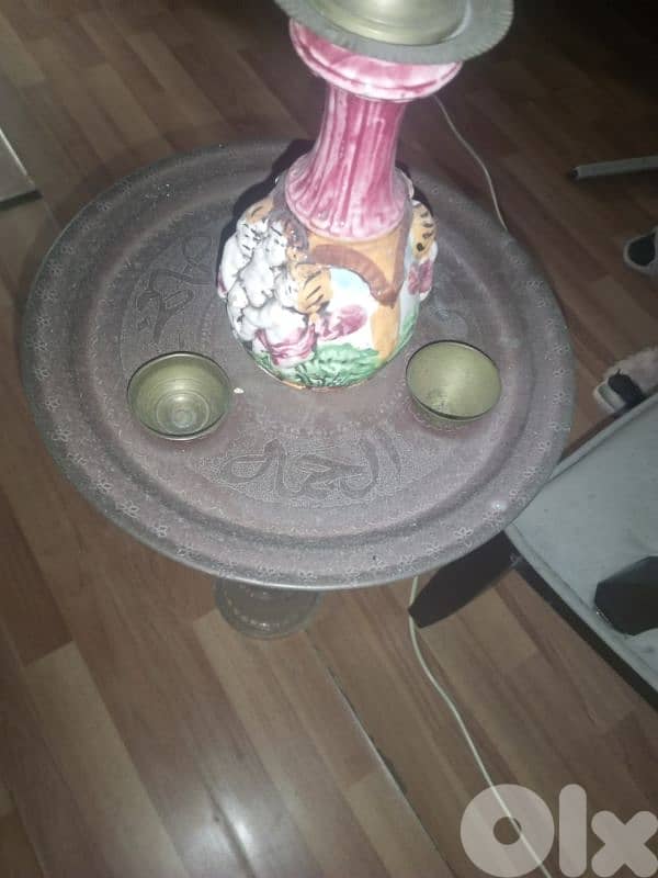 vintage brass & painted glass hookah antique/ارجيله نحاس فاخره سعر خاص 2