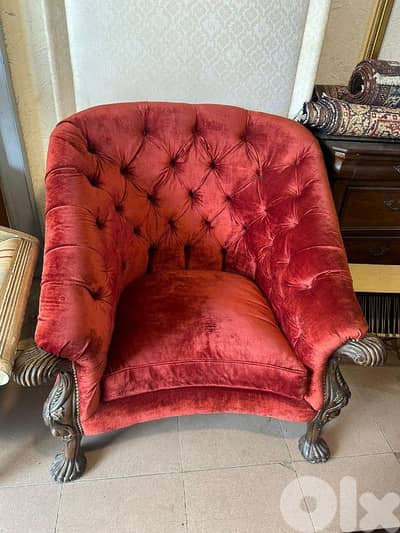 كنباية حفر ملكية خشب زان ملكية قماش وردة