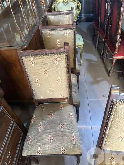 كراسي سفرة خشب زان قديم 8 كراسي