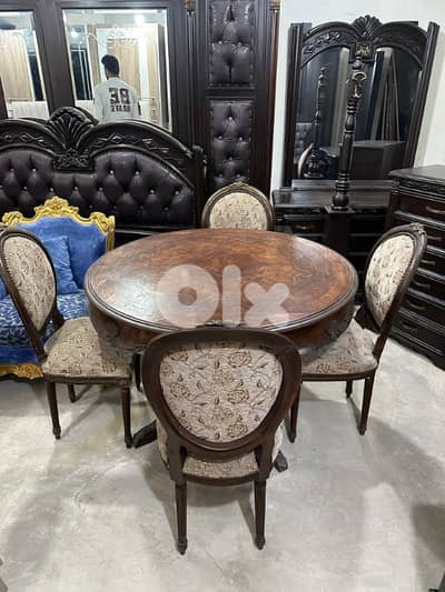 طاولة سفرة مصرية خشب زان مرصعة نحاس