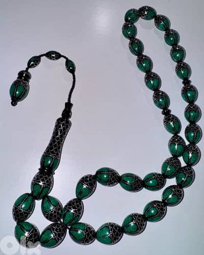 سبحة كوك فضة وملاكايت