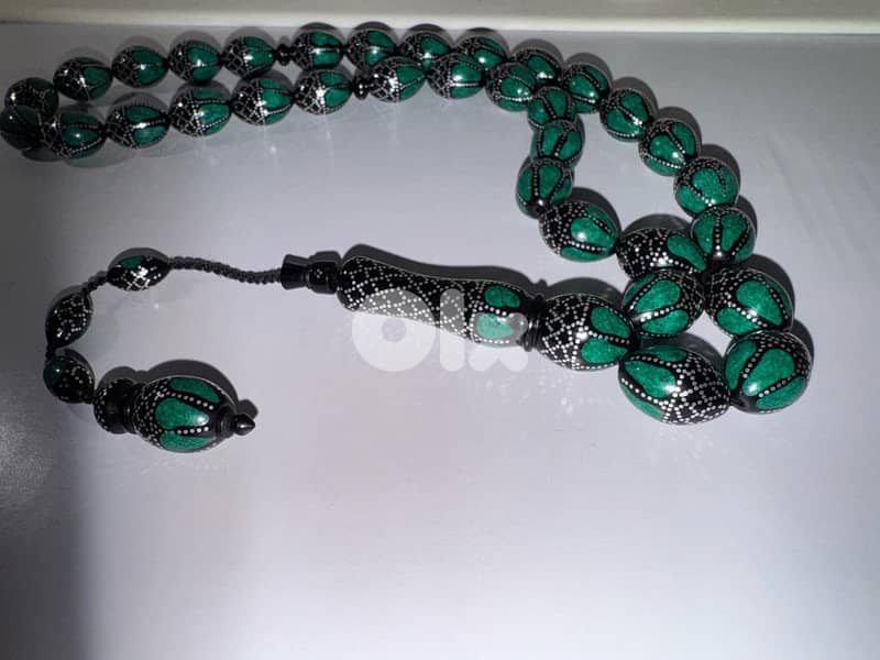 سبحة كوك فضة وملاكايت 3