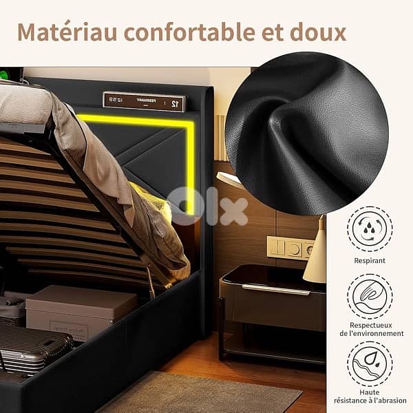 LED Storage Bed with Storage, Double Bed with Storage and Hydraulics 2