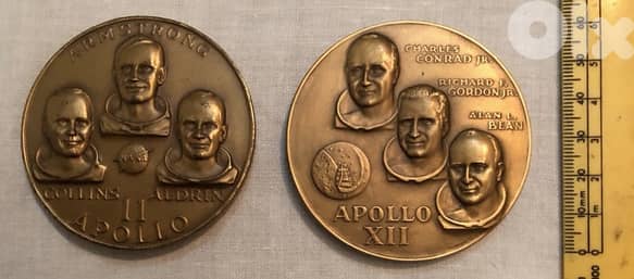 Six Large Bronze Medals Apollo 11 -12- 14 - 15 - 16