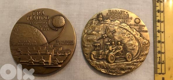 Six Large Bronze Medals Apollo 11 -12- 14 - 15 - 16 3