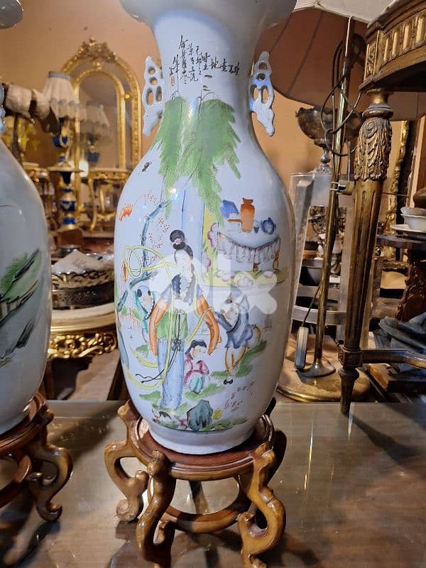 two pieces of vase porcelain Chinese's vintage handmade 2