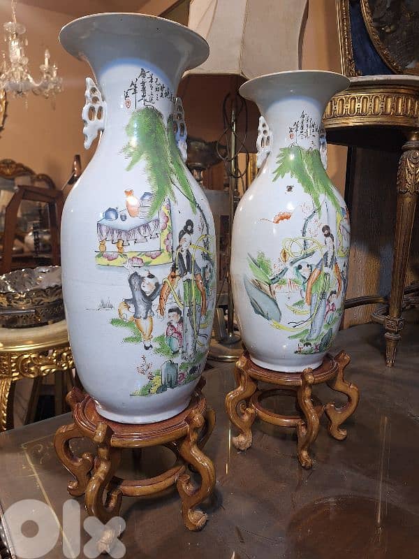 two pieces of vase porcelain Chinese's vintage handmade 3