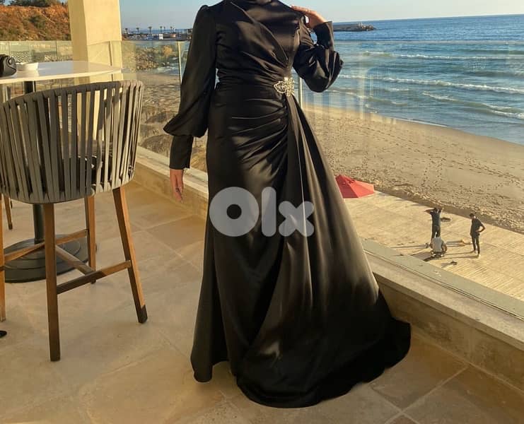 | Evening dress فستان سهرة اسود ستان مرتب 2