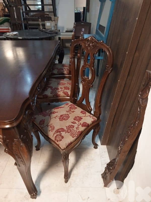 Restored antique dining table with 6 chairs 2