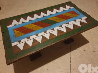 African Folk Art Tribal Low Table