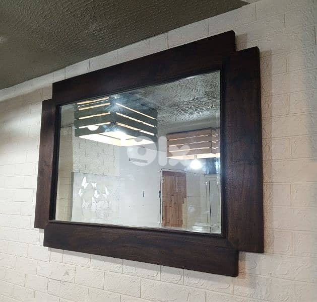 Teak wood mirror 1
