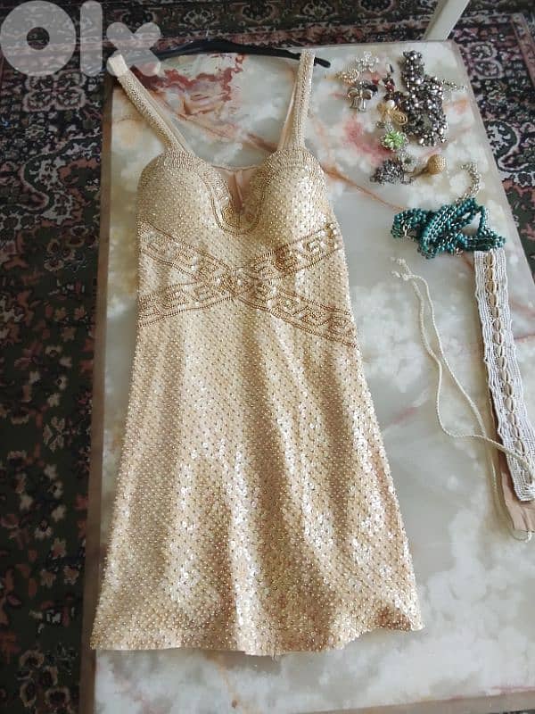 beige gold dress 1