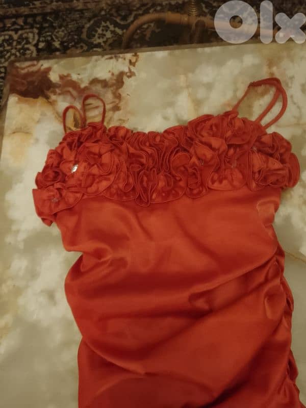 orange satin dress 1