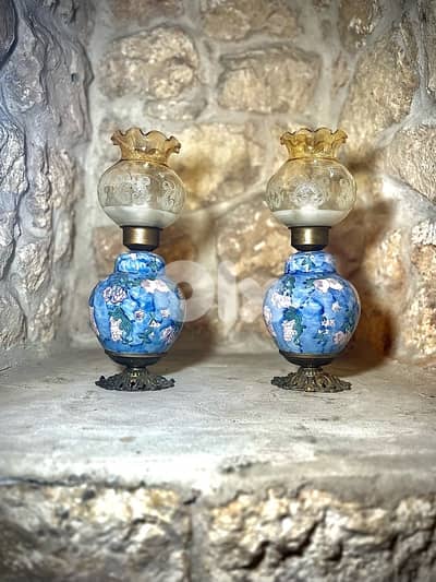 Pair of European Antique Oil Lamps – c. 1890