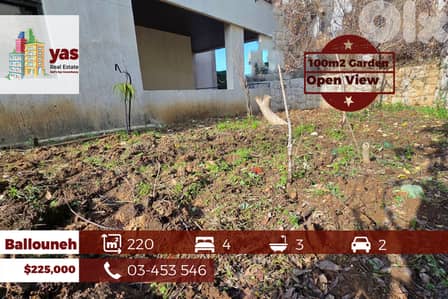 Ballouneh 220m2 | 100m2 Garden | New | Quiet Street | TO