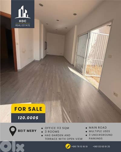 Beit Mery Main Road office 113 sqm with 3 undrg parkings + terrace