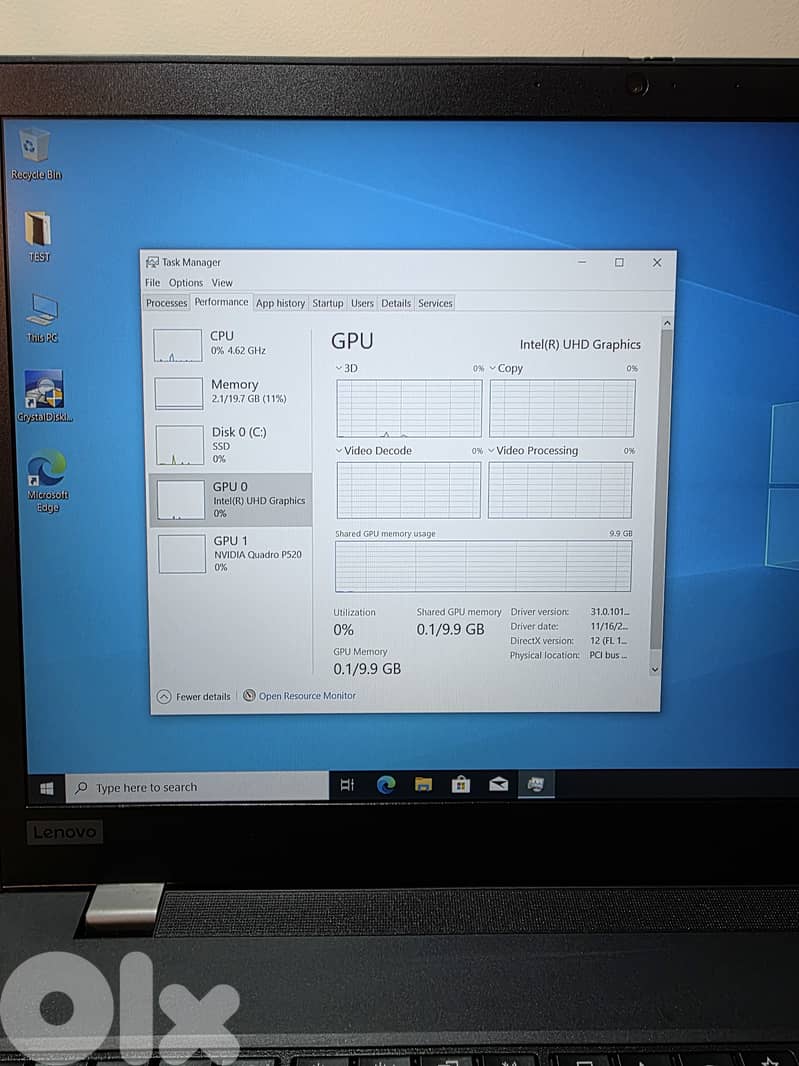 LENOVO P15S WORKSTATION CPU I7 10610U RAM 20 P520 VGA 1