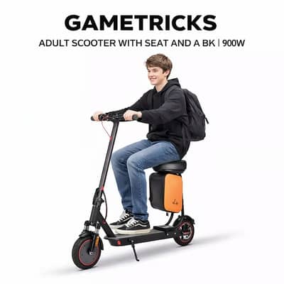 Adult pro e-scooter 900W 40KM with seat & bag with smart brake sensors