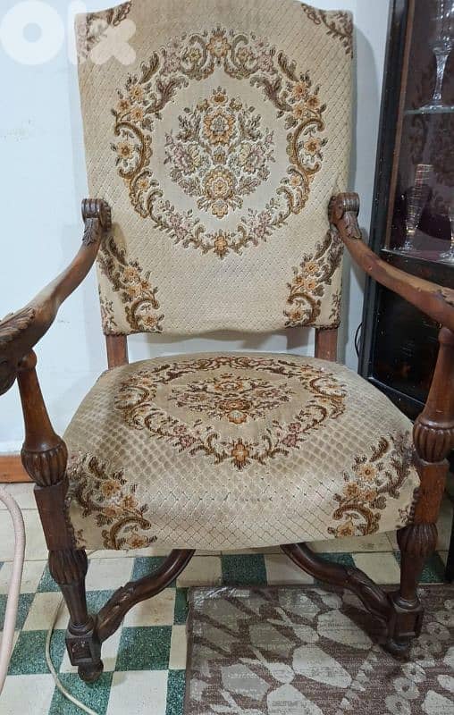 2 french antique bergères with table in excellent condition 1