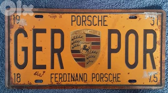 Porsche Ferdinand embossed metal license plate 30x15cm art deco