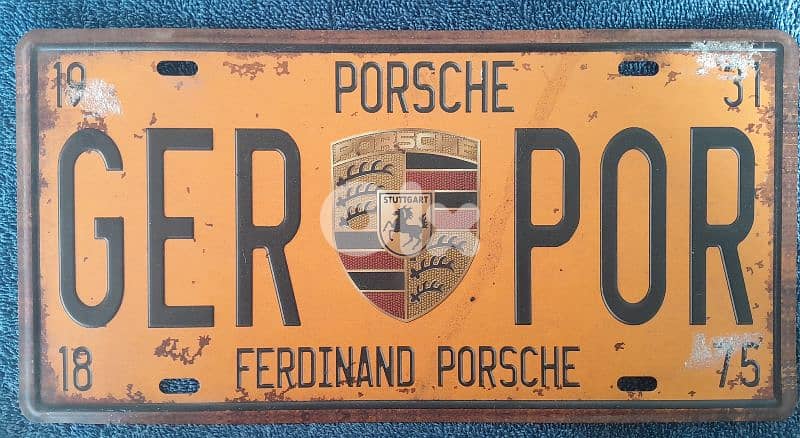 Porsche Ferdinand embossed metal license plate 30x15cm art deco 1