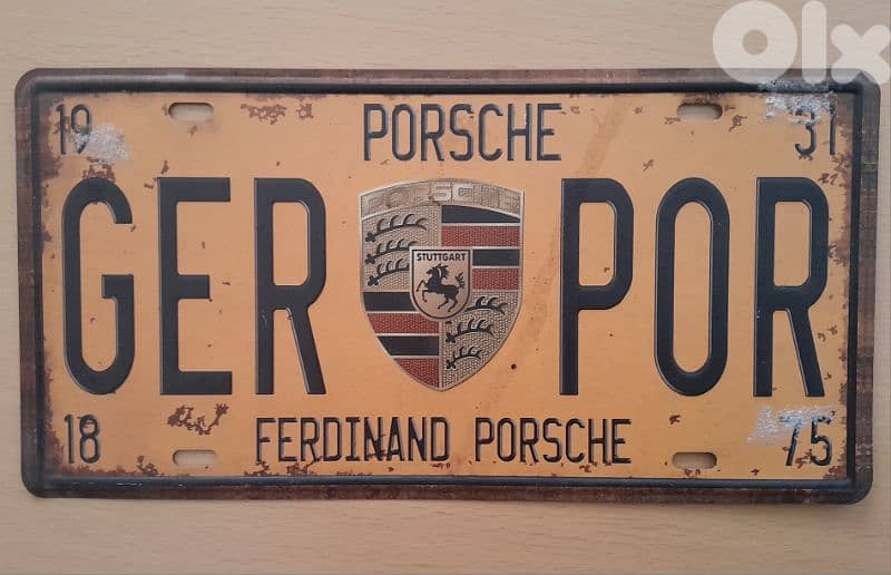 Porsche Ferdinand embossed metal license plate 30x15cm art deco 2