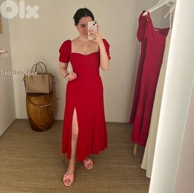 فستان Reformation أصلي – أحمر أنيق | Size 2 | Made in USA