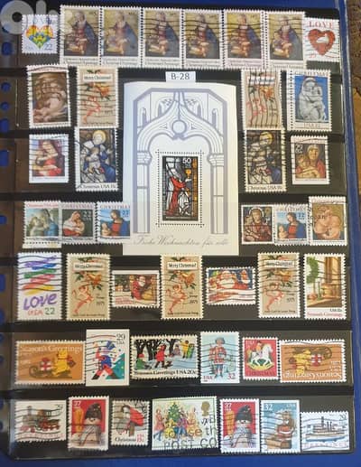 Christmas & Seasons Greetings old stamps Lot# B-28