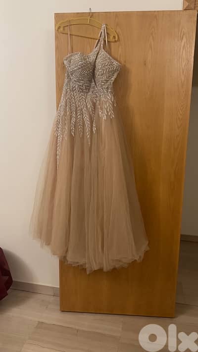 champagne wedding guest dress