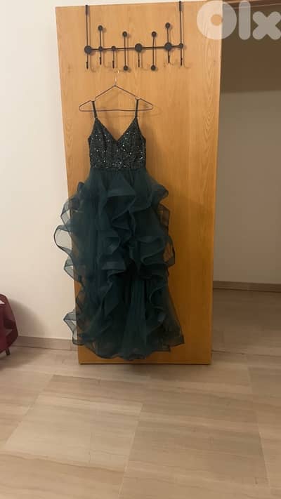 Dark green wedding guest dress