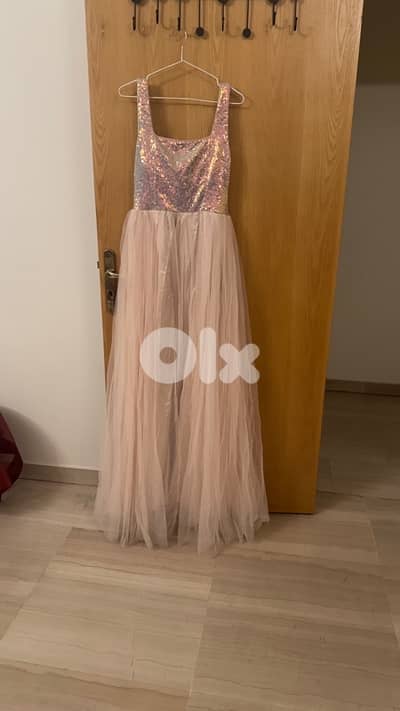 short sleeve peach pink wedding guest dress