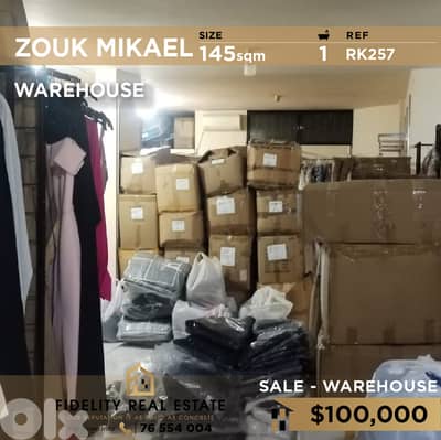 Warehouse for sale in Zouk Mikael RK257 مستودع  للبيع في زوق مكايل