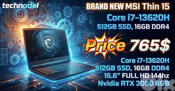 NEW MSI GF63 I7 13TH GEN RTX3050 6GB GAMING LAPTOP