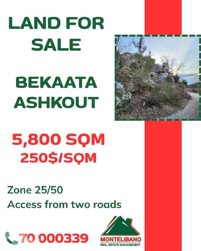 5,800 sqm Land For Sale in Bekaata Ashkout (بقعاتا عشقوت)