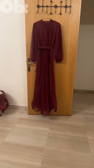 burgundy wedding guest hijabi dress